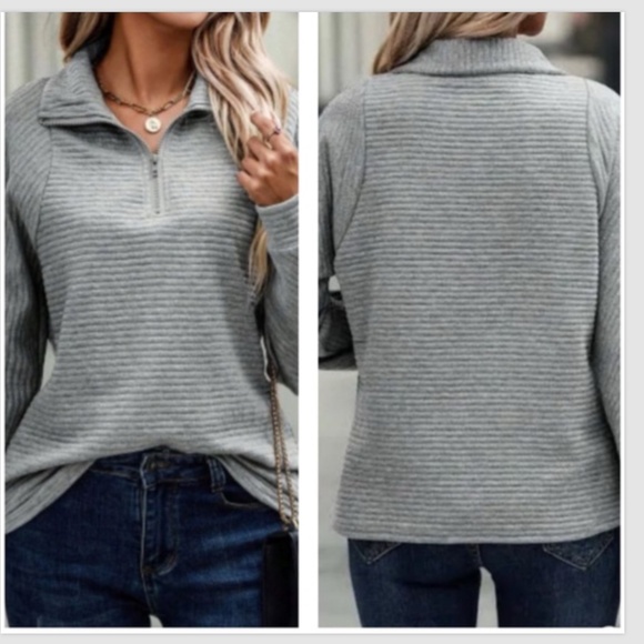 NEW ATHLETA knit Charcoal Sweatshirt Small NWT - Picture 1 of 4